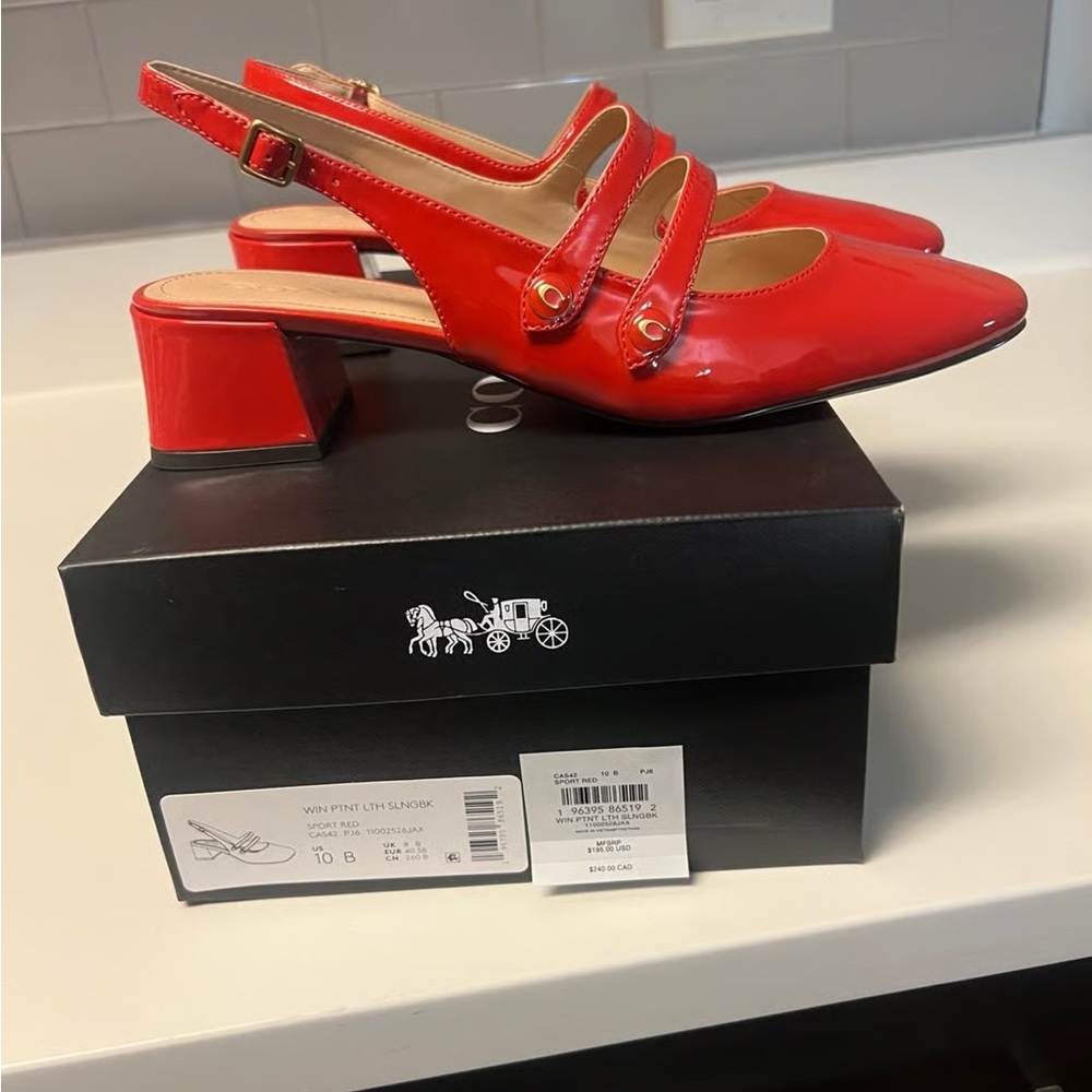 Coach Vibrant Red Patent Leather Heels